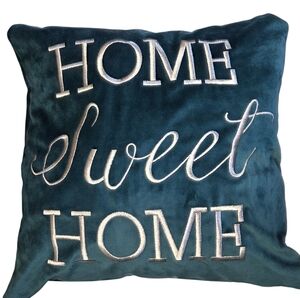 Rodeo Home Teal Blue Green Turquoise Home Sweet Home Velvet Accent Pillow